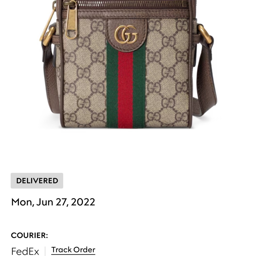 Gucci Brown and Green Messenger Bag with Iconic Web Stripe
